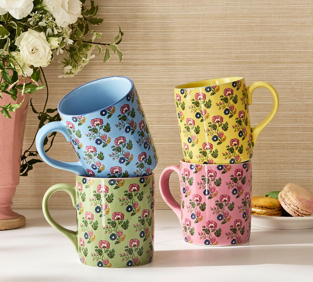 Botanical Bunny Stoneware Mugs - Mixed Set of 4 | Pottery Barn (US)