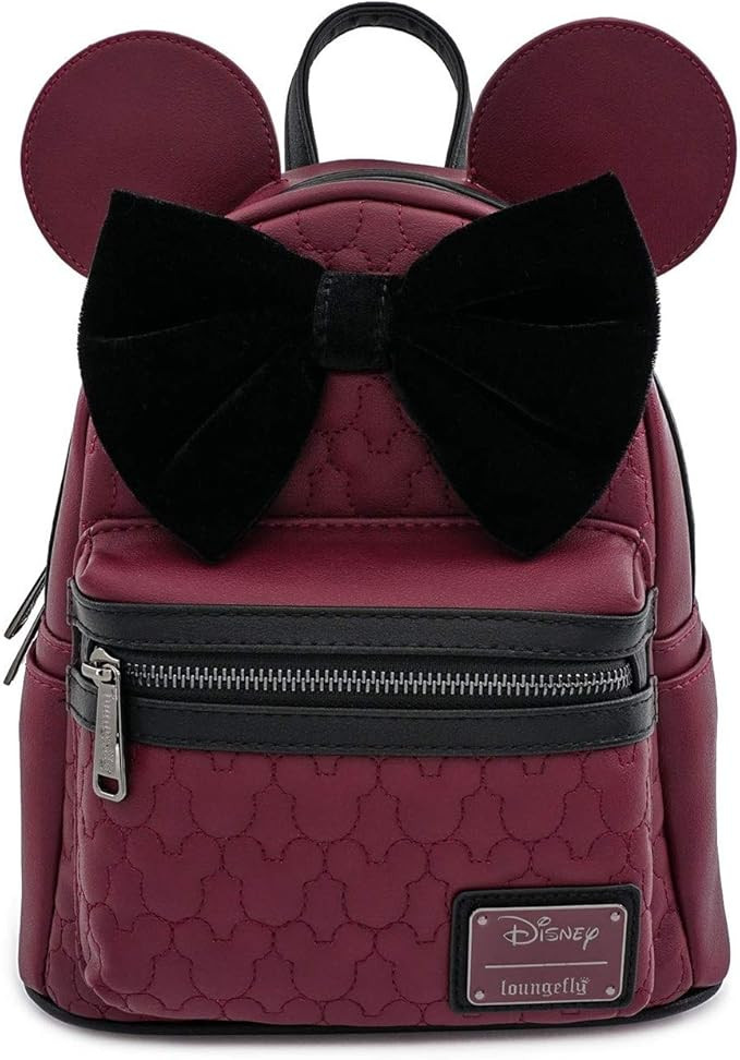 Loungefly Minnie Mouse Maroon Quilted Womens Double Strap Shoulder Bag Purse | Amazon (US)