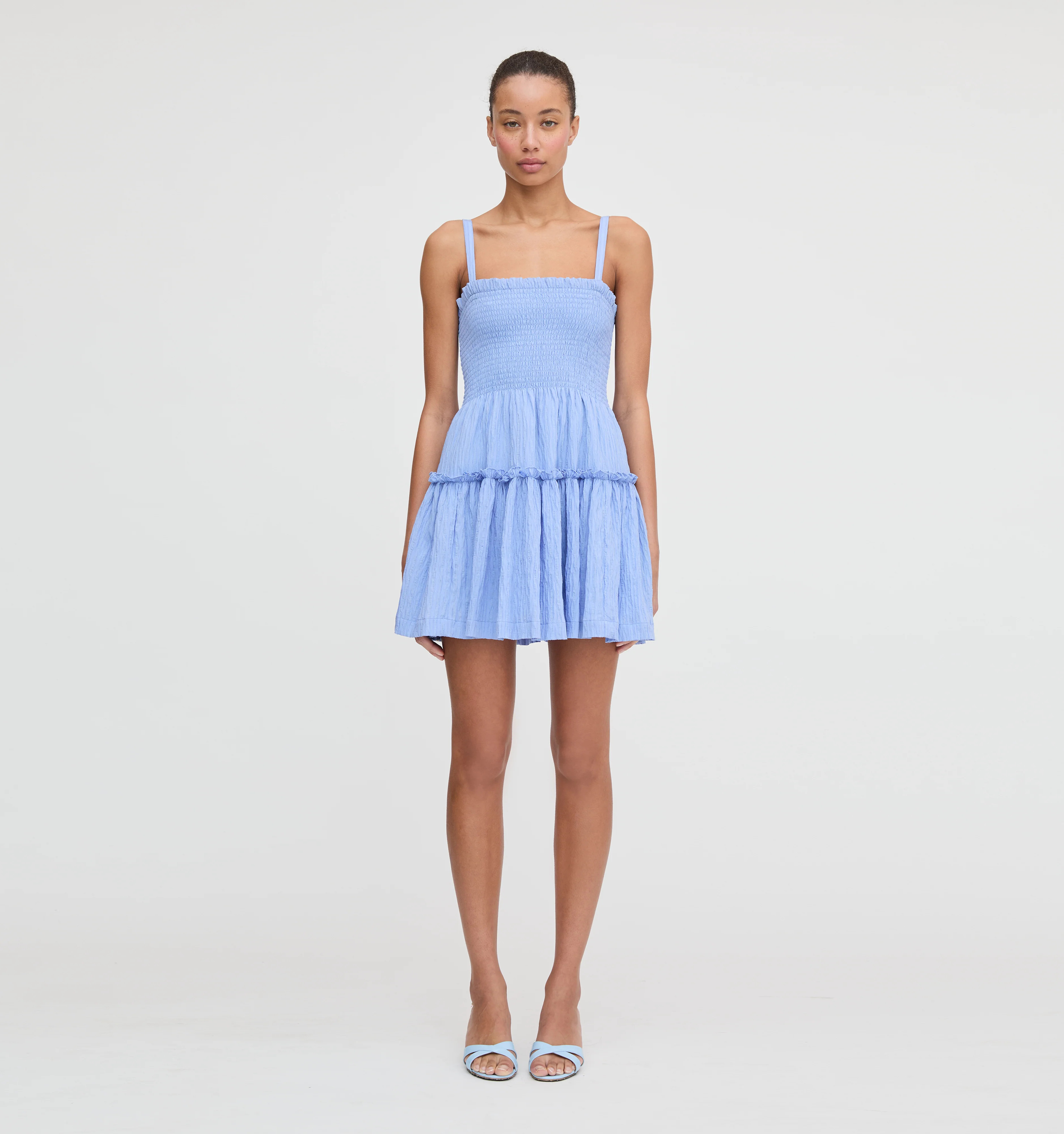The Seraphina Mini Nap Dress - Bluebird Tonal Seersucker | Hill House Home US