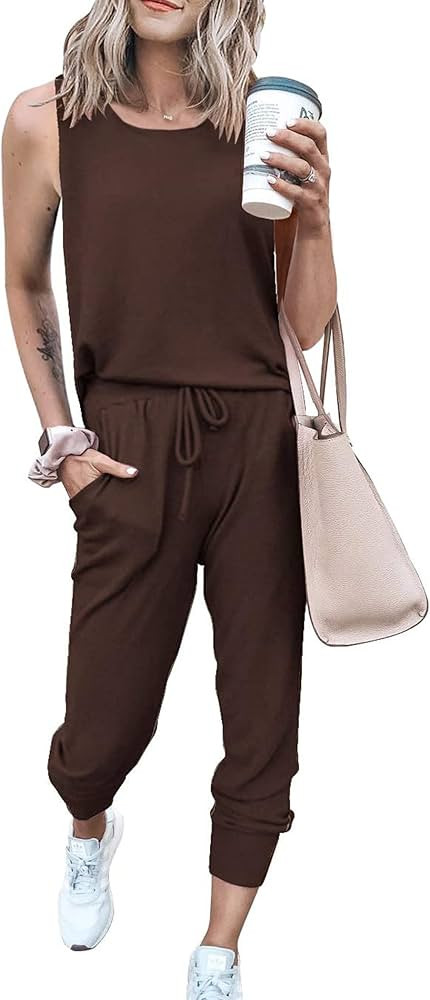 PRETTYGARDEN Women's Two Piece Outfit Sleeveless Crewneck Tops with Sweatpants Active Tracksuit L... | Amazon (US)