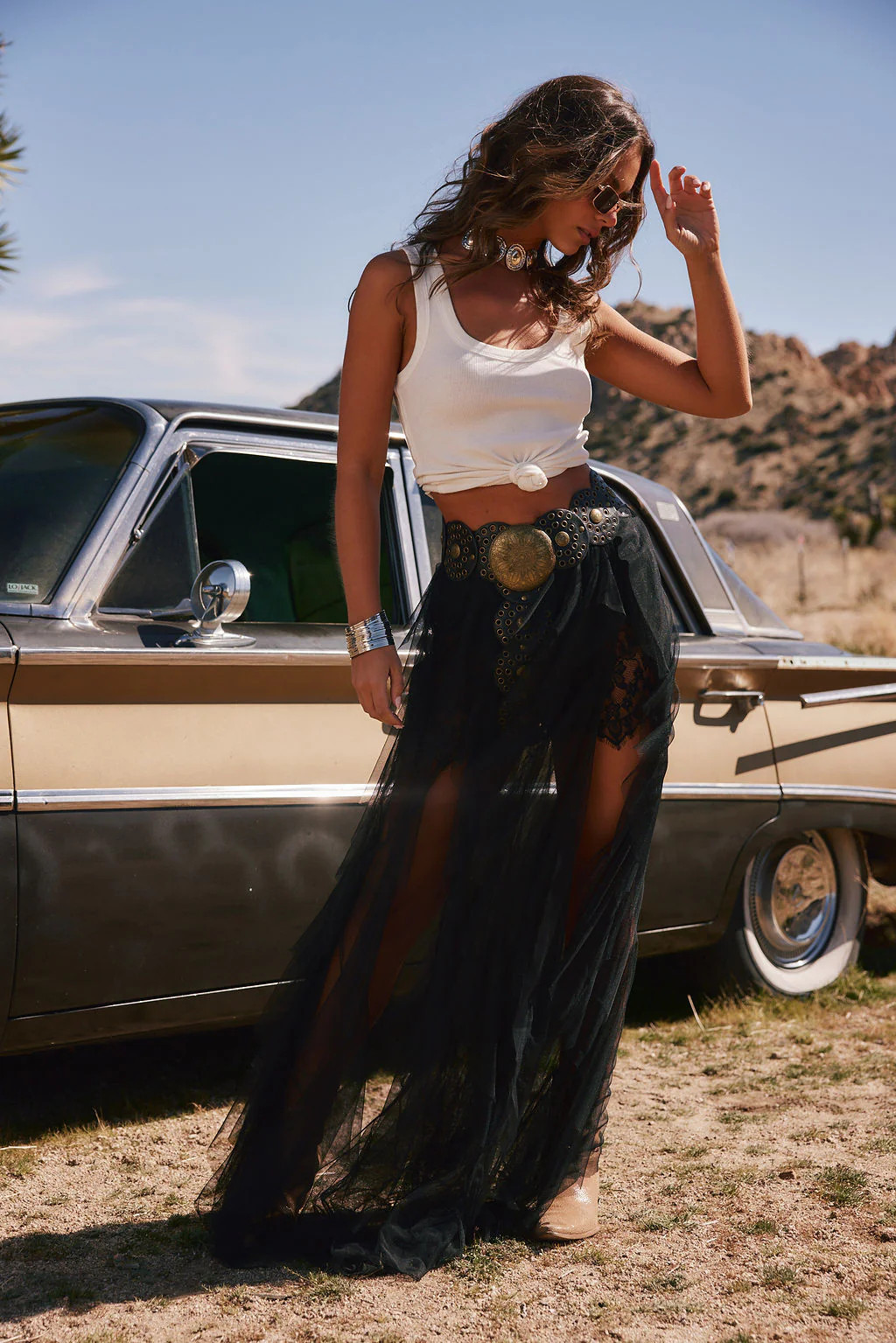 Rosalie Rock Black Tulle Maxi Skirt | 12th Tribe