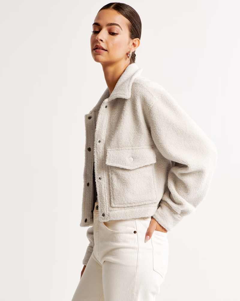 Cropped Sherpa Shirt Jacket | Abercrombie & Fitch (US)