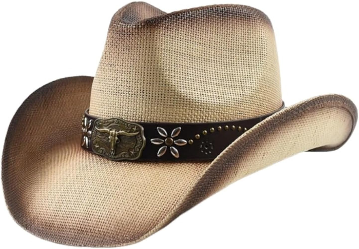 GORGLITTER Women's Cowboy Hat Western Cowgirl Hats Straw Classic Wide Brim Sun Hat for Men | Amazon (US)