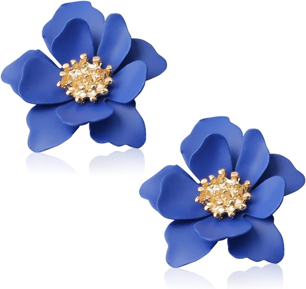 WUWEIJIAJIA Elegant Boho Flower Stud Earrings with White Pearl for Women Girls Lover and Friends ... | Amazon (US)