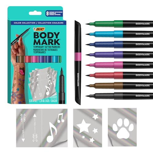 BODYMARK Temporary Tattoo Markers, 8-Count Color Collection, Skin-Safe & Cosmetic Quality, Cruelt... | Amazon (US)