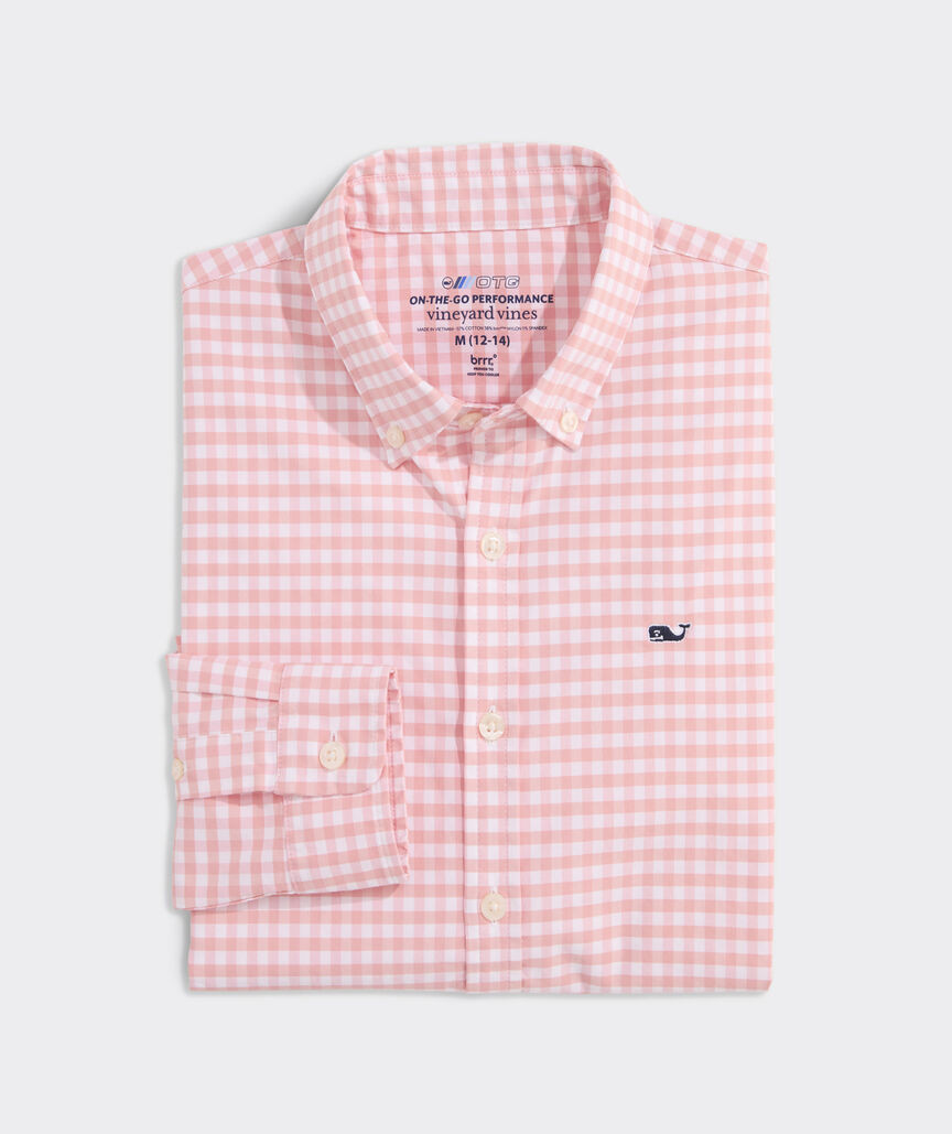 Boys' Skysail Gingham Performance Cotton Shirt | vineyard vines