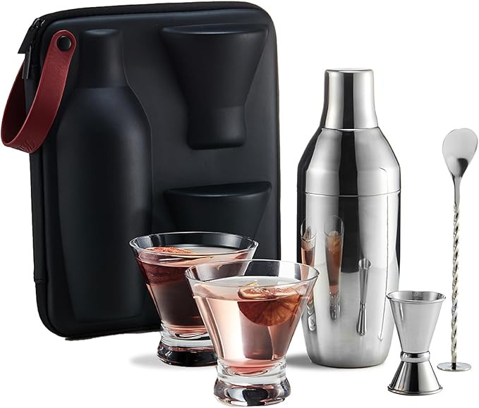KITESSENSU Cocktail Shaker Set with Carry Case: Vacuum Insulated Martini Shaker with Built-in Str... | Amazon (US)