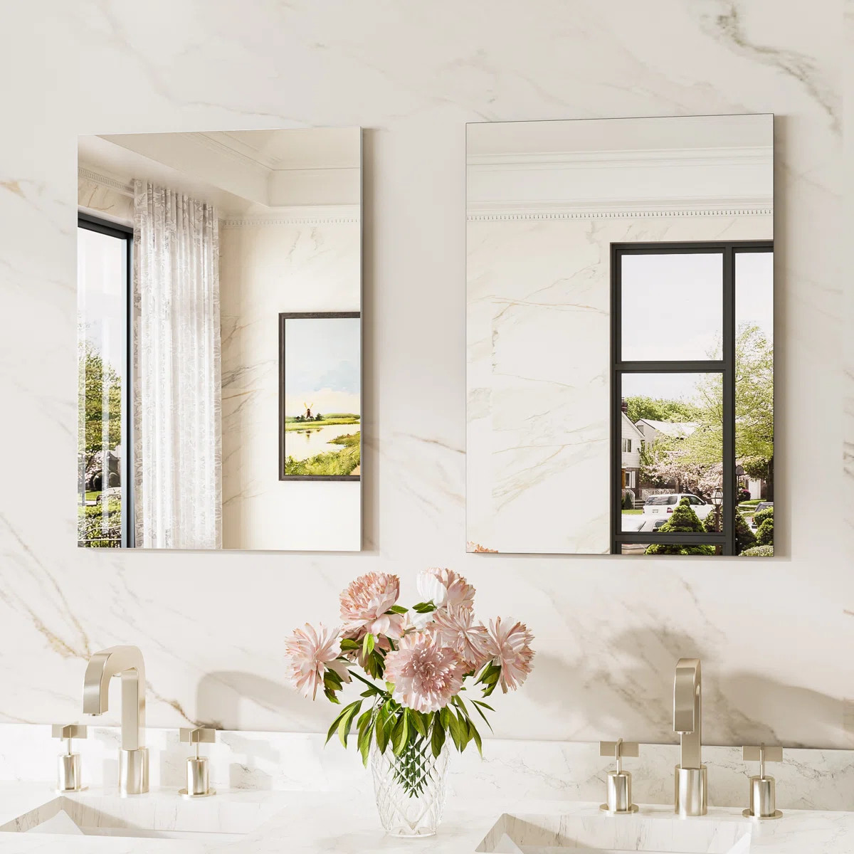 Frameless Bathroom Wall Mirror Decorative Wall Accent Mirror | Wayfair North America