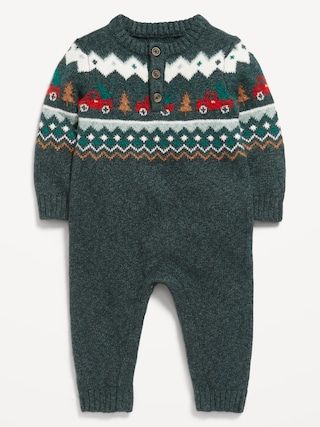 SoSoft Unisex Sweater-Knit Henley One-Piece for Baby | Old Navy (CA)