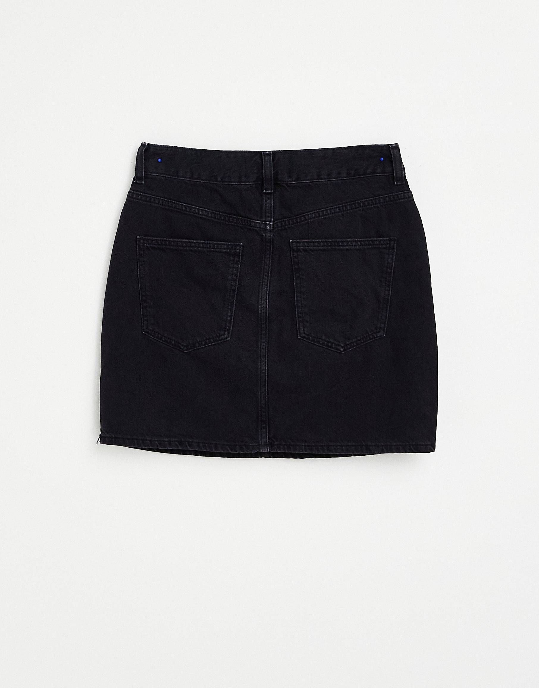 ASOS DESIGN denim high waist mini skirt in black | ASOS (Global)