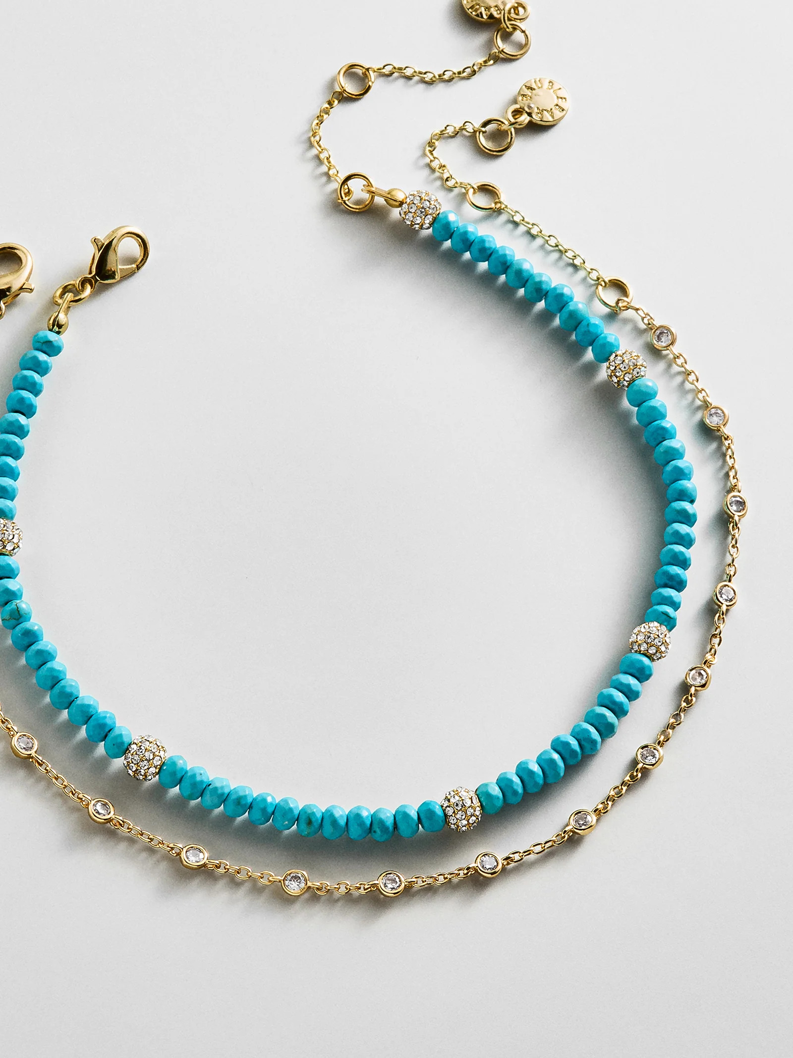 Irina Semi-Precious Anklet Set - Gold/Turquoise | BaubleBar