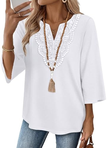 WIHOLL Boho Tops for Women 3/4 Length Sleeve Womens Tops Shirts for Women Summer Top 2026 Busines... | Amazon (US)