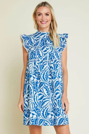 THML Flutter Sleeve Printed Tiered Dress | Social Threads