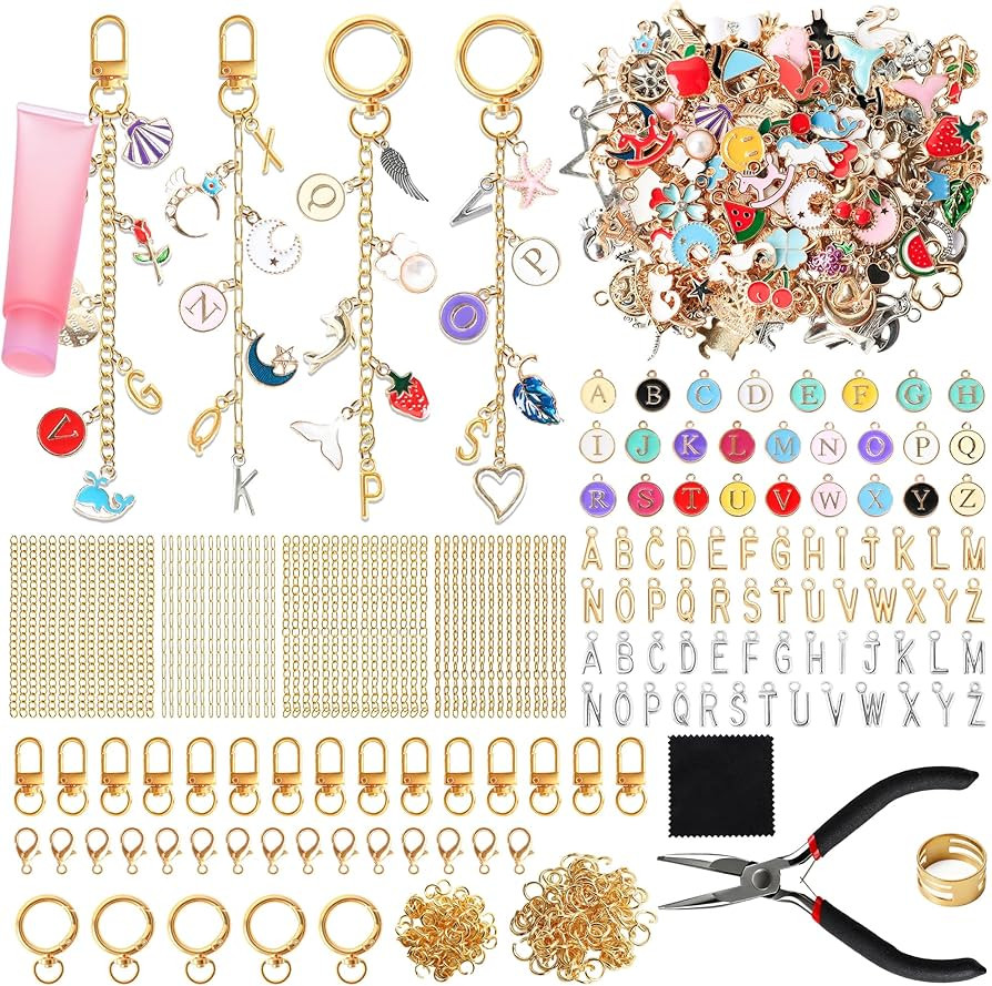 SUTROMA 776pcs Lip Gloss Charms Keychain Kit - Bag Charm Kit with 228 Charms 20 Keychain Clips 60... | Amazon (US)