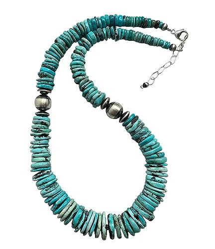 Sterling Silver Graduated Vibrant Blue Turquoise Bead Necklace 18 inch Southwestern | Amazon (US)