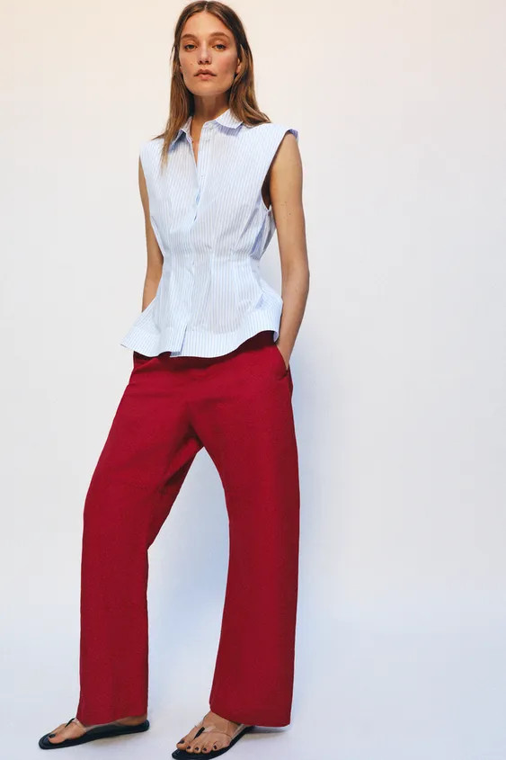 PLEATED SLEEVELESS SHIRT ZW COLLECTION | Zara US