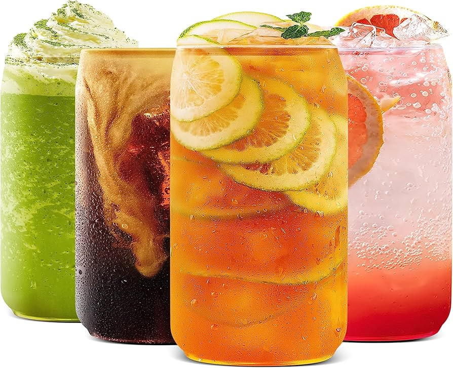 BaveL Large Beer glasses,20 oz Can Shaped Beer Glasses Set of 4,Elegant Shaped Drinking Glasses i... | Amazon (US)