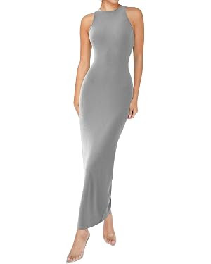 Relety Women's Bodycon Maxi Dresses Ribbed Lounge Tank Long Dresses Elegant Halter Neck Casual Sl... | Amazon (US)