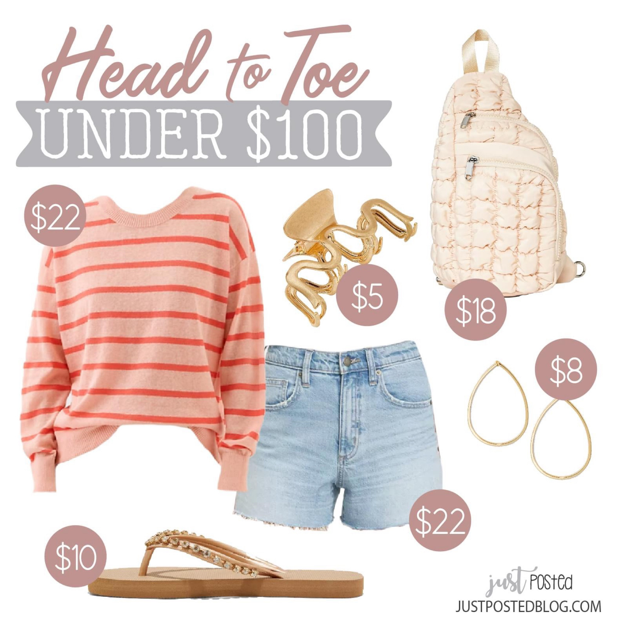 LOVING this look for summer! The cutest striped top! And, I absolutely love the accessories in this look. The quilted sling bag and wavy claw clip are such great deals! 

#LTKSummerSales #LTKFindsUnder100 #LTKSaleAlert