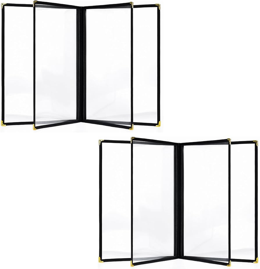 Resturant Menu Covers, 2 PCS 4 Page 8 View Transparent Leather Menu Covers 8.5X11 inch, Homeschoo... | Amazon (US)