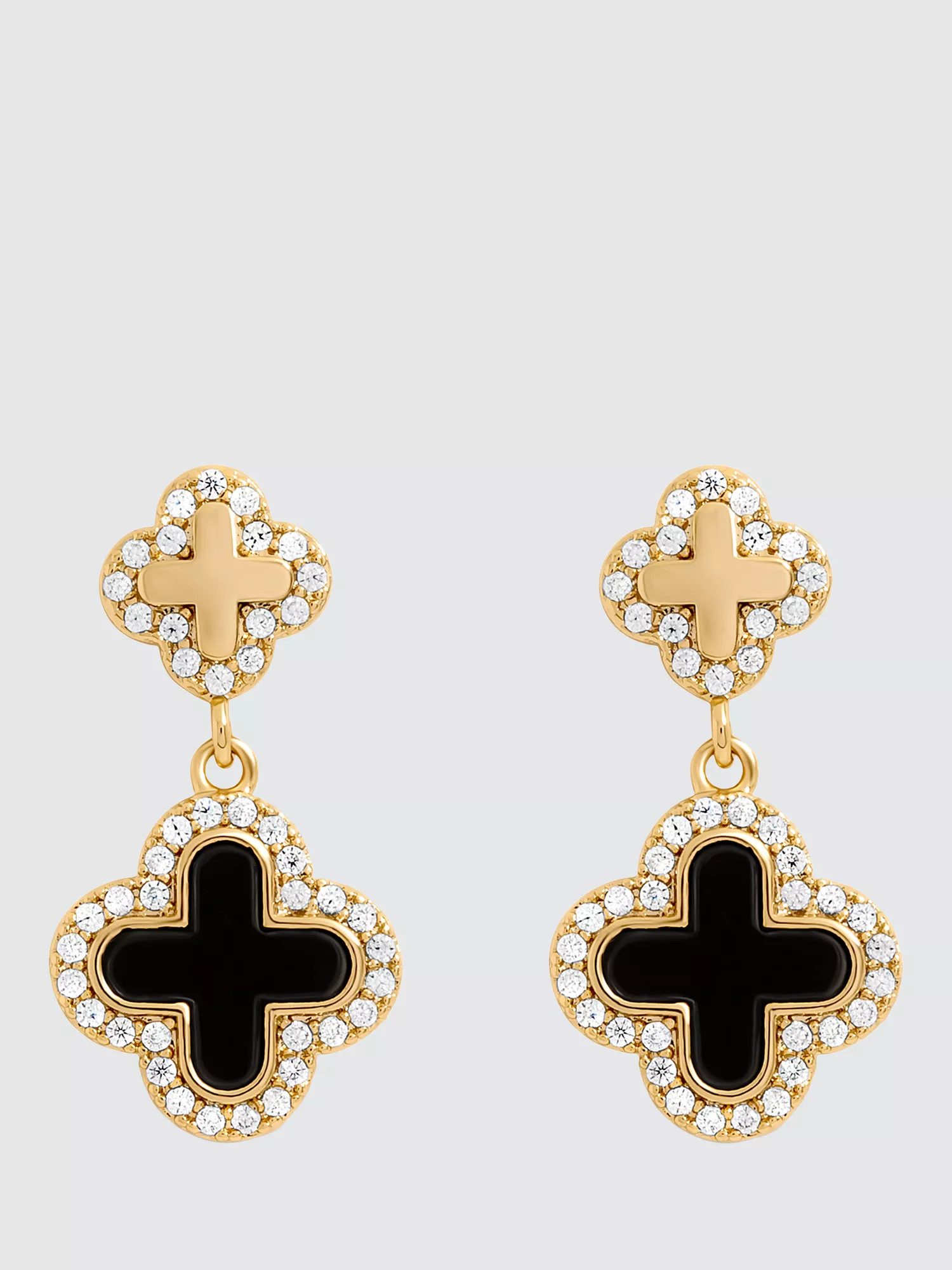 Jon Richard Jet Enamel Clover Earrings, Gold | John Lewis (UK)