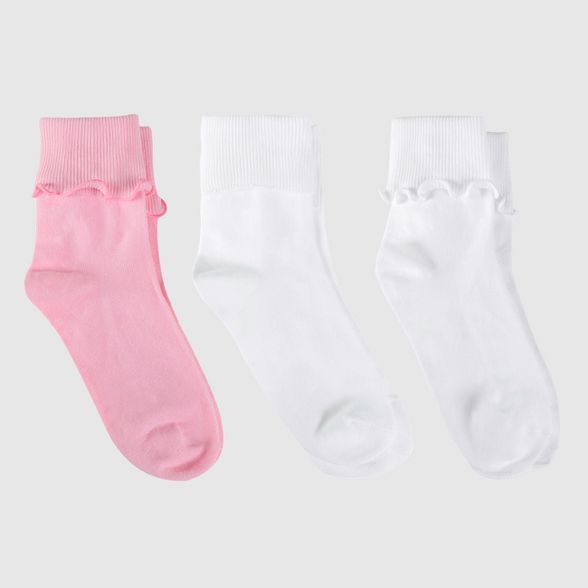 Girls' Bobby Socks 3pk - Cat & Jack&#153; White/Pink | Target