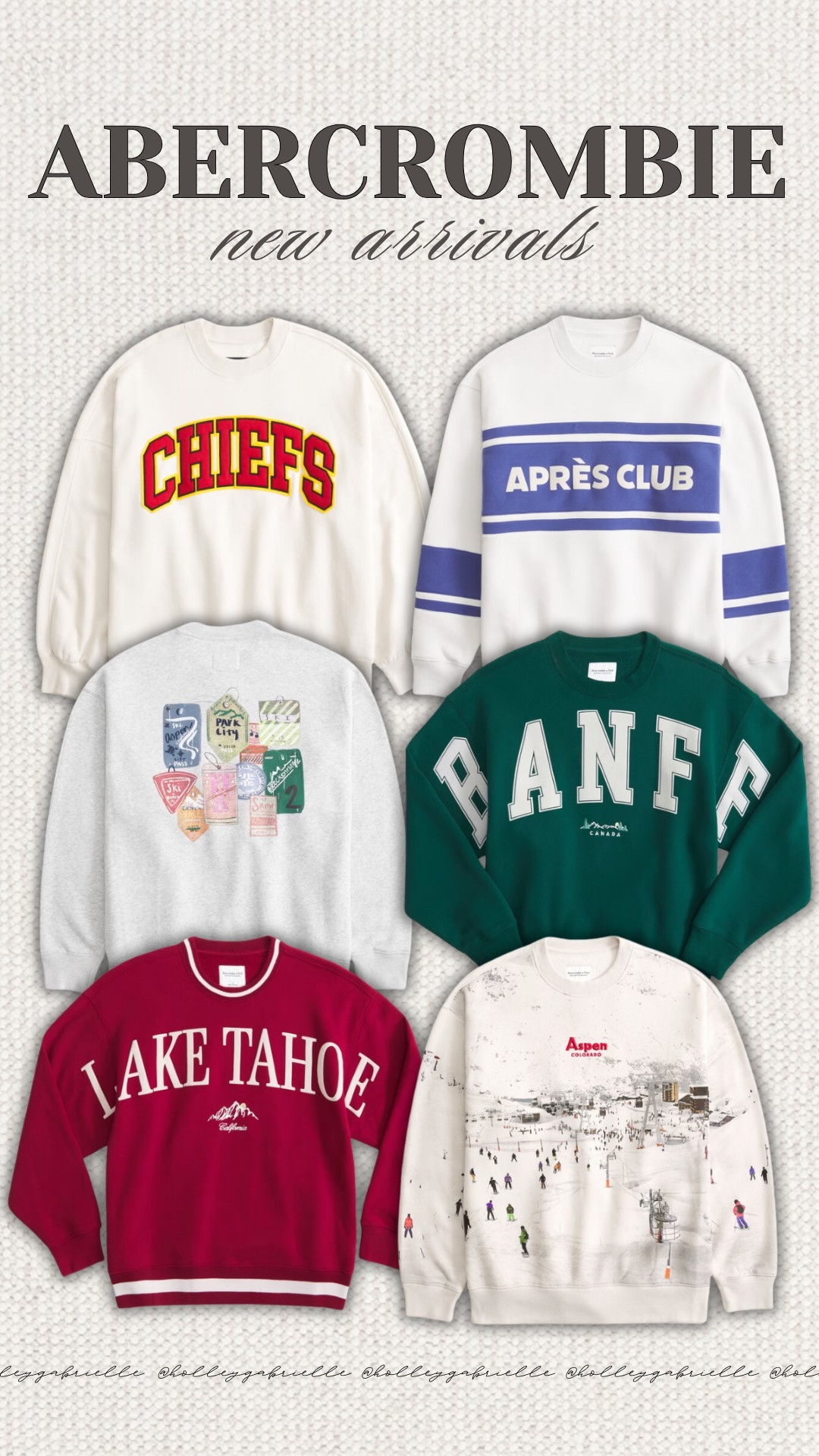 Abercrombie dropped a TON of aprés ski inspired crewnecks & of course I had to include the newest Chiefs crewneck🙈✨🍂

new arrivals / Abercrombie / crewnecks/ aprés ski / crewneck / sweatshirt / graphic crewneck / graphic sweatshirt / trendy loungewear / athleisure / Holley Gabrielle 

#LTKSeasonal #LTKFindsUnder100 #LTKStyleTip