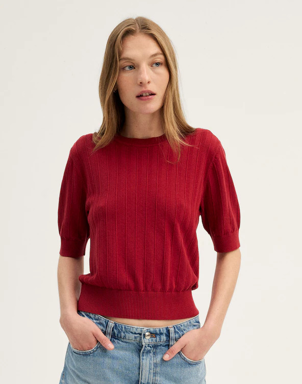Pointelle-Stitch Crewneck Sweater Tee | Madewell