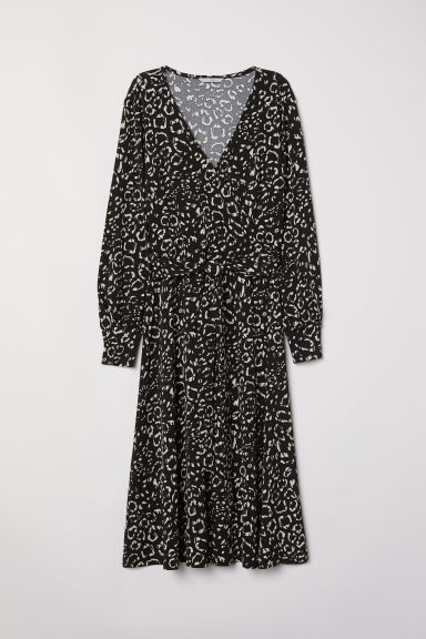H & M - Crêped Wrap-front Dress - Black | H&M (US + CA)