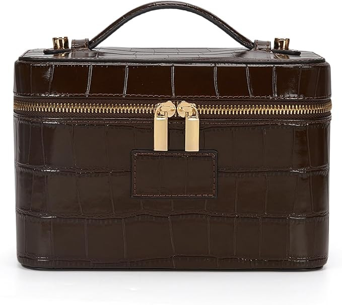 Makeup Bag Crocodile Vanity Case for Women Travel Cosmetic Bag Leather Toiletry Bags Makeup Organ... | Amazon (US)