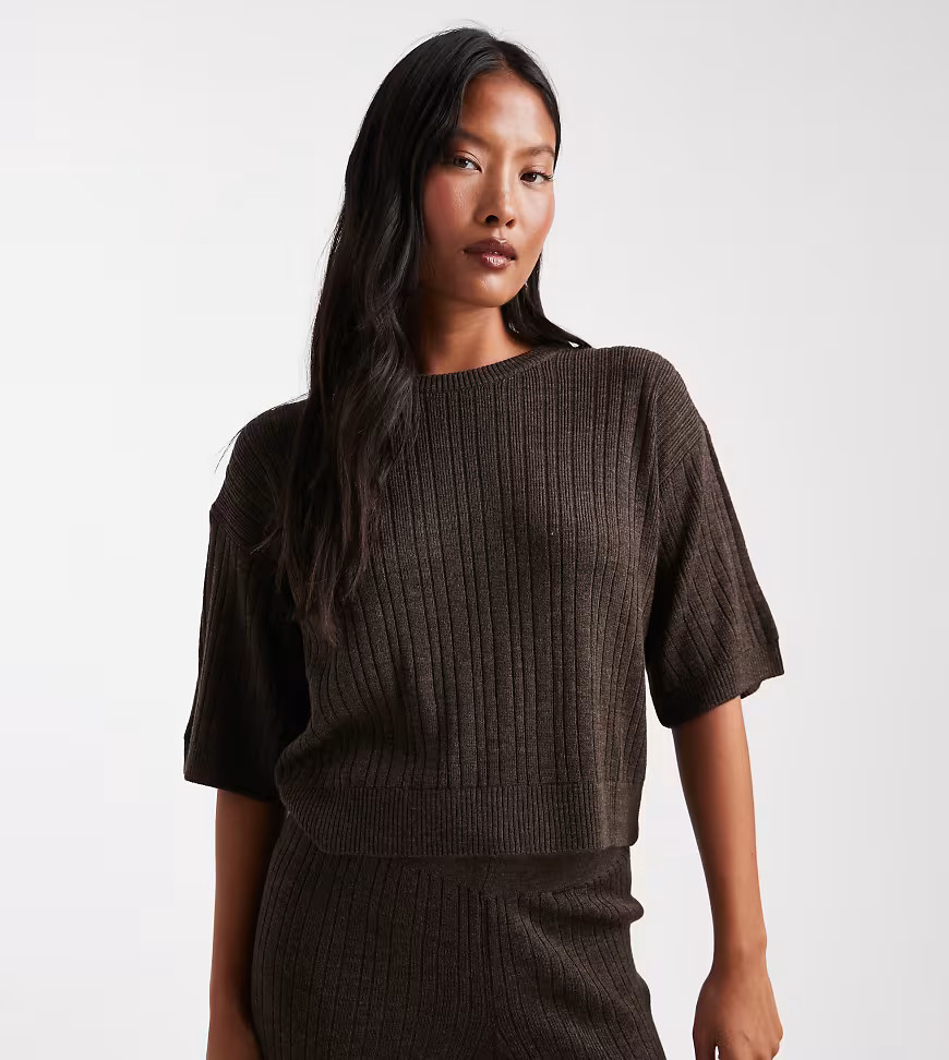 ONLY Petite knit top in chocolate brown - part of a set | ASOS (Global)
