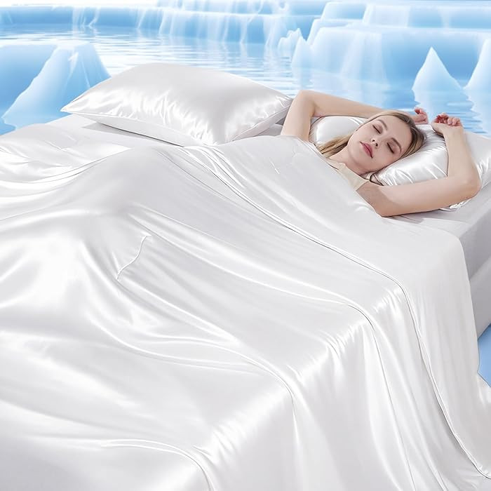 Elegear Cooling Comforter Queen Size, Double-Sided Arc-Chill 3.0 Instantly Cool Satin Comforter Q... | Amazon (US)