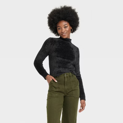 Women's Fuzzy Mock Turtleneck Pullover Sweater - Universal Thread™ | Target