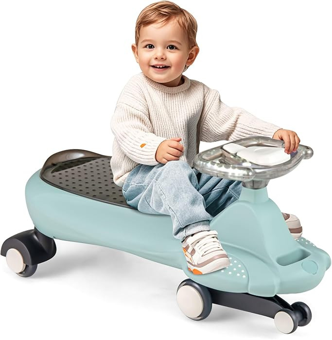 HONEY JOY Wiggle Car, Swing Car with Under-Seat Storage & Hauling Rope, LED PU Wheels, No Batteri... | Amazon (US)