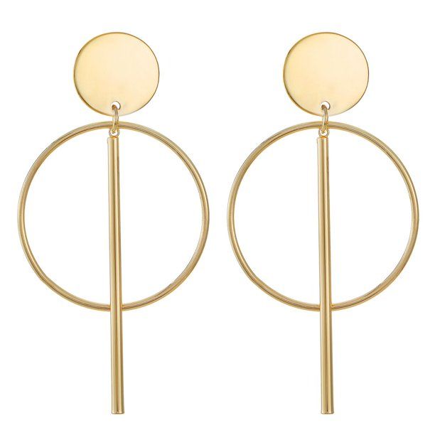 Scoop Women's 14K Gold Flash-Plated Circle Earring - Walmart.com | Walmart (US)