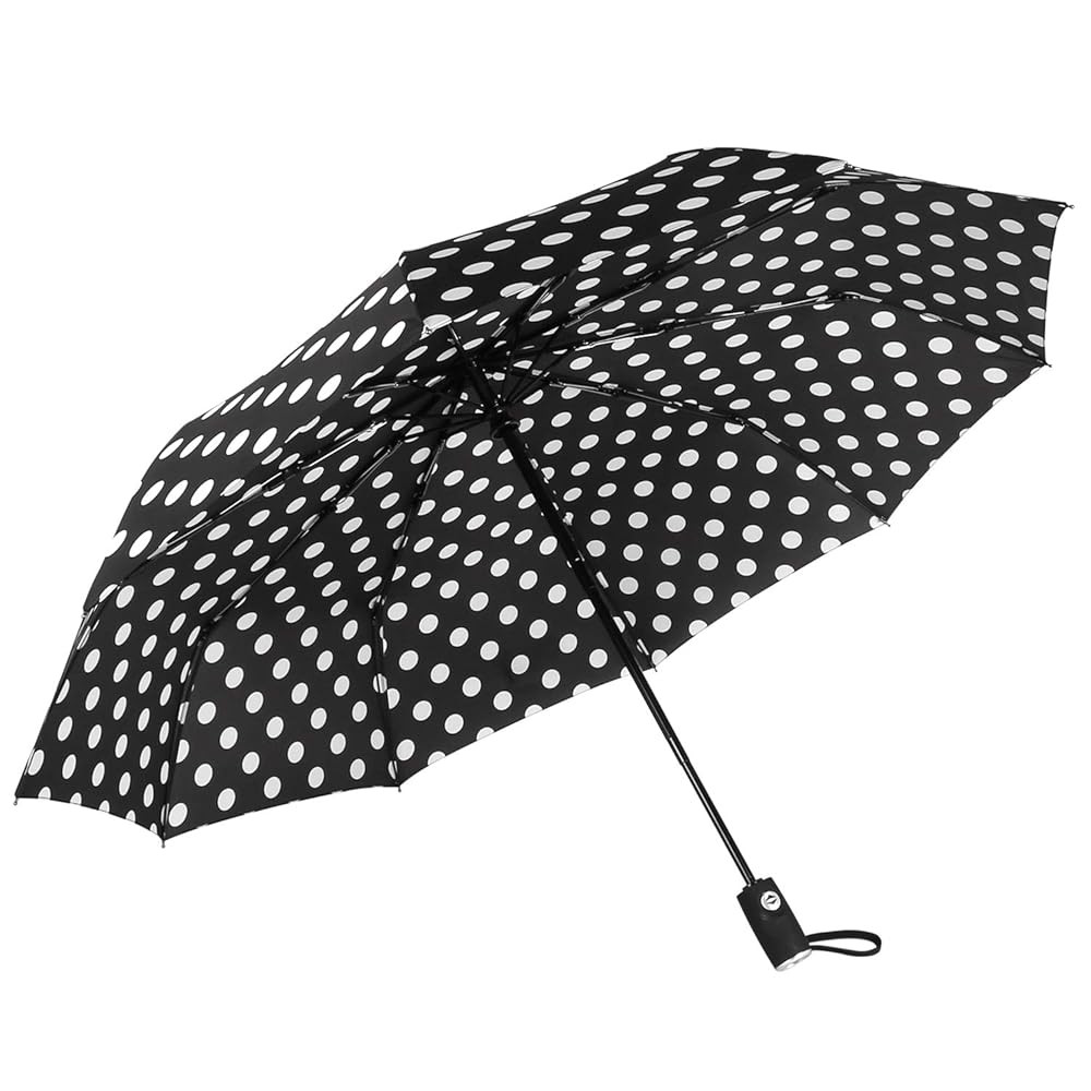 Agaric Cute Polka Dots Compact Travel Umbrella - 10 Ribs Windproof, 46" Auto Open/Close Portable ... | Amazon (US)