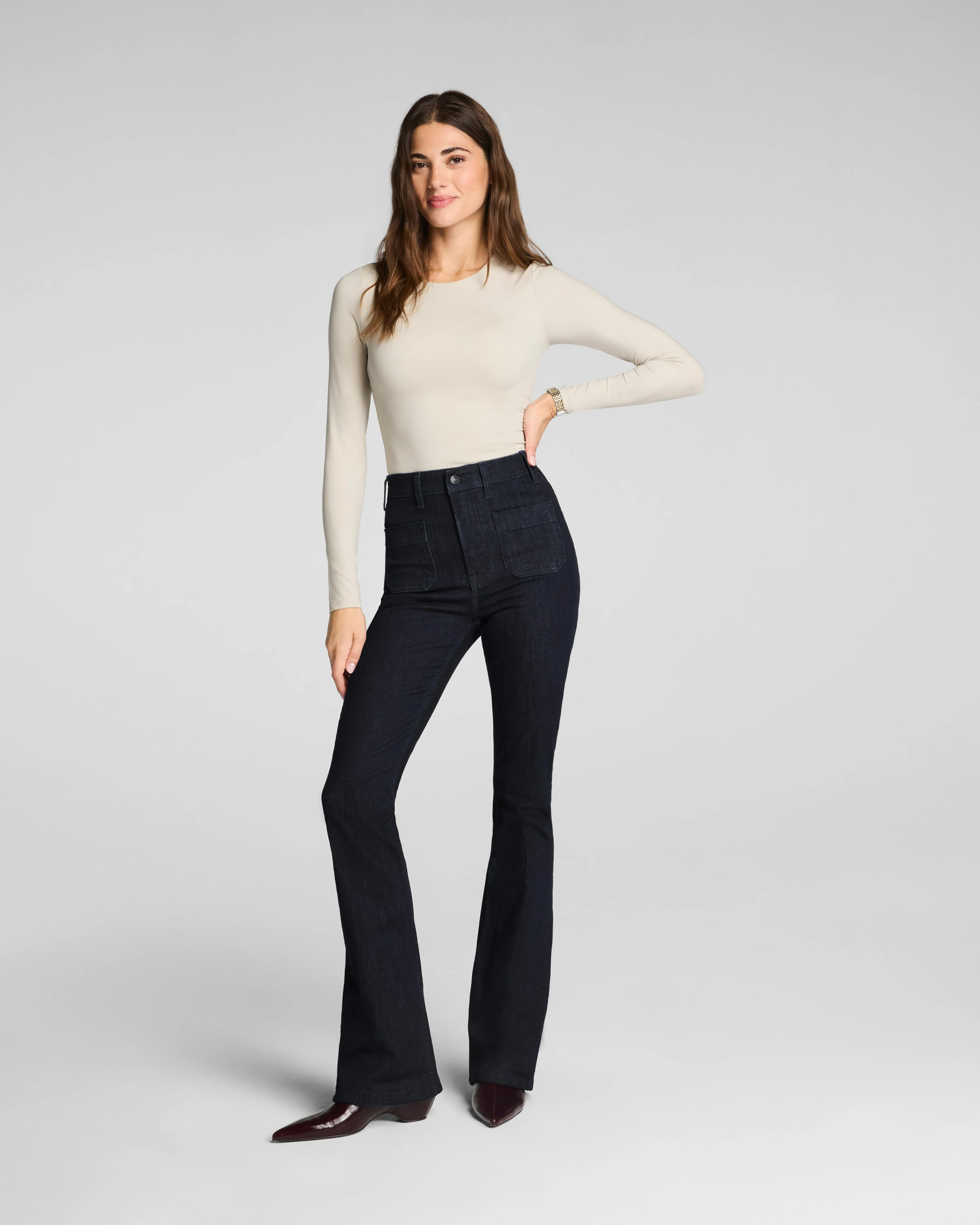 Spanx Women's SPANXsculpt ReDefine Flare Jeans with Patch Pockets, Nautical Blue | Spanx