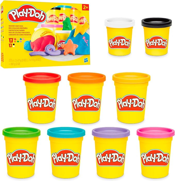 Play-Doh 9 Pack Favorite Color Set, Assorted Colors, 2 & 4 Ounce Modeling Compound Cans, Kids Art... | Amazon (US)