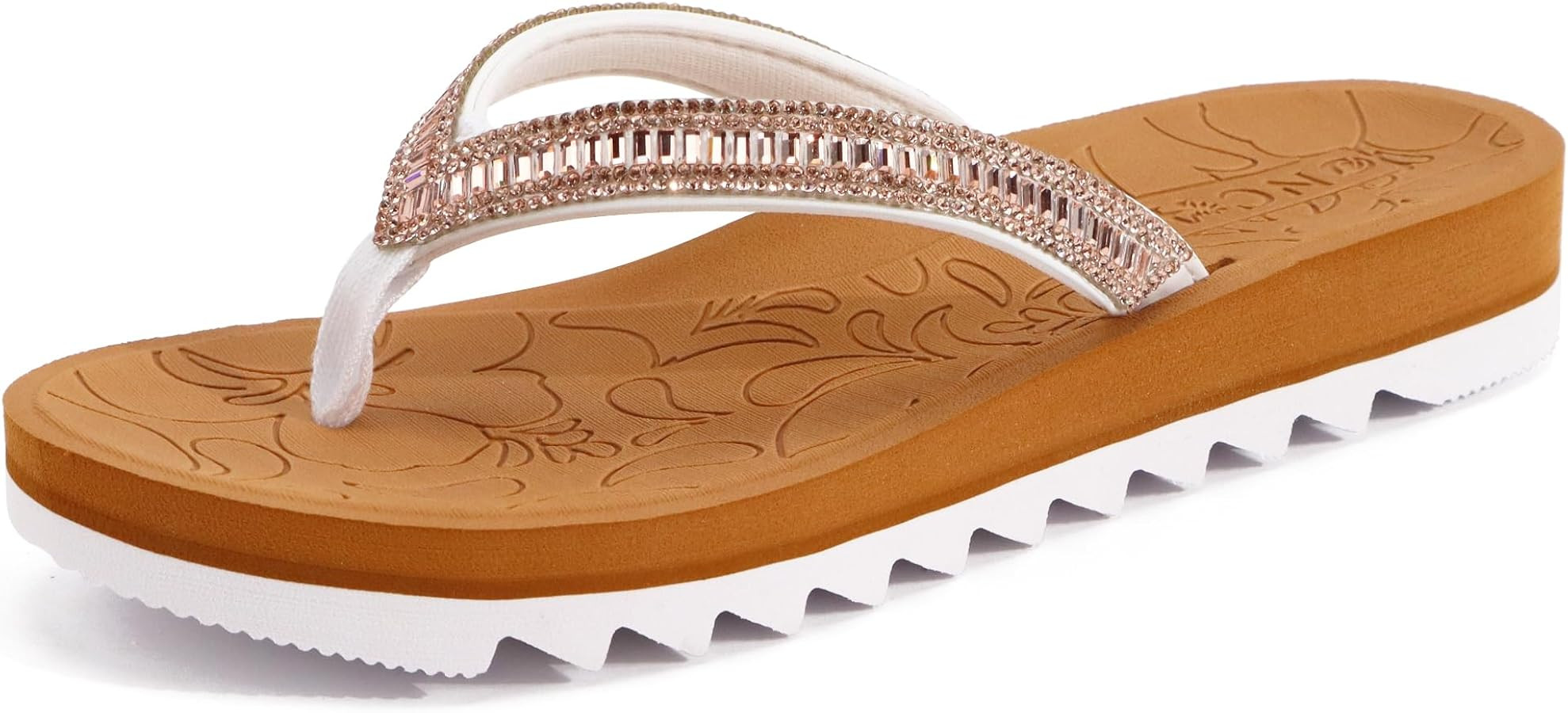 ONCAI Flip Flops for Women, Beach Thong Sandals Womens with Arch Support, Dressy Rhinestone Comfortable Yoga Mat and Non Slip Rubber Soles for Summer US Size 5-11 | Amazon (US)