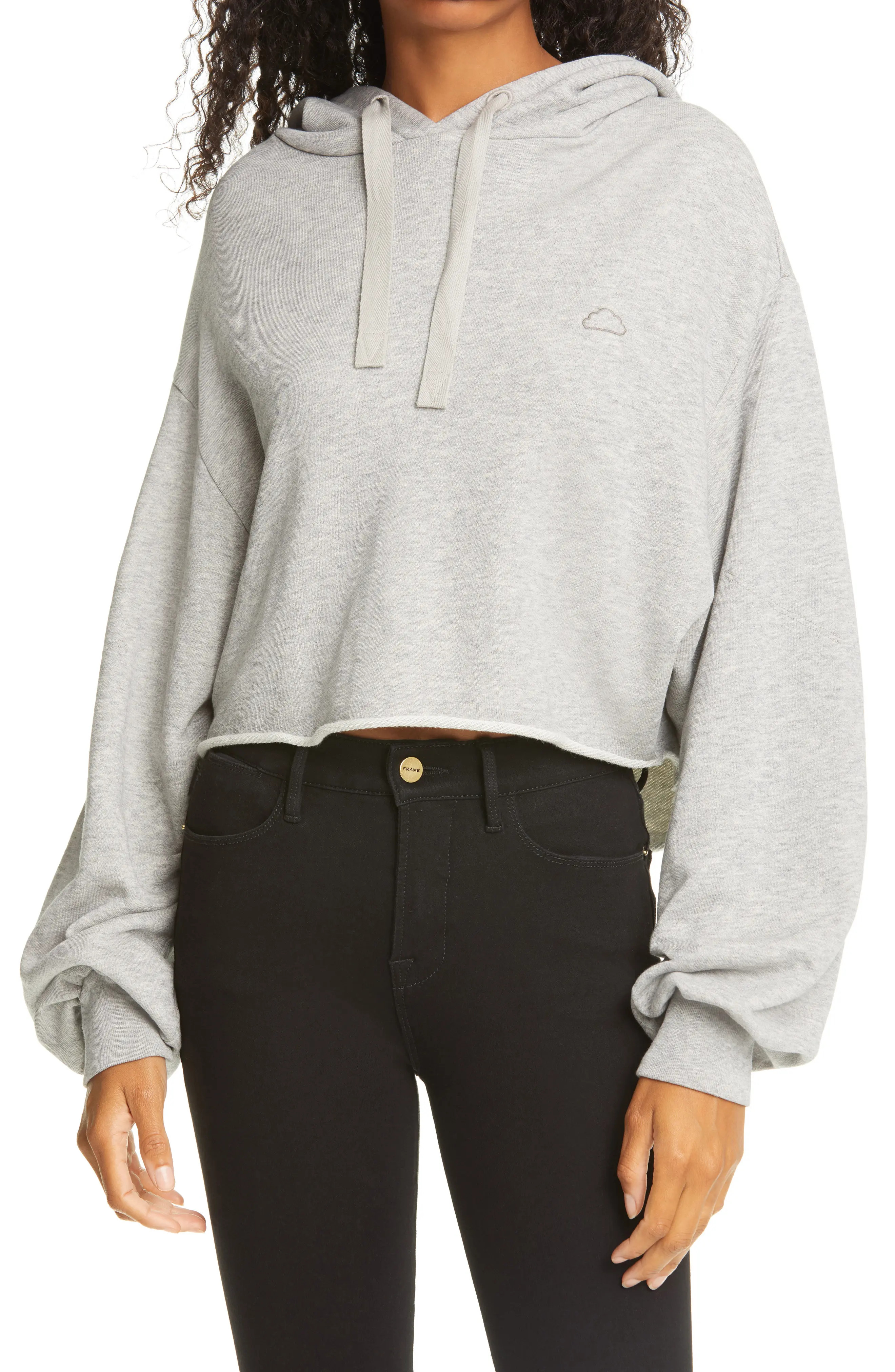 Women's Frame Easy Crop Hoodie, Size Medium - Grey | Nordstrom