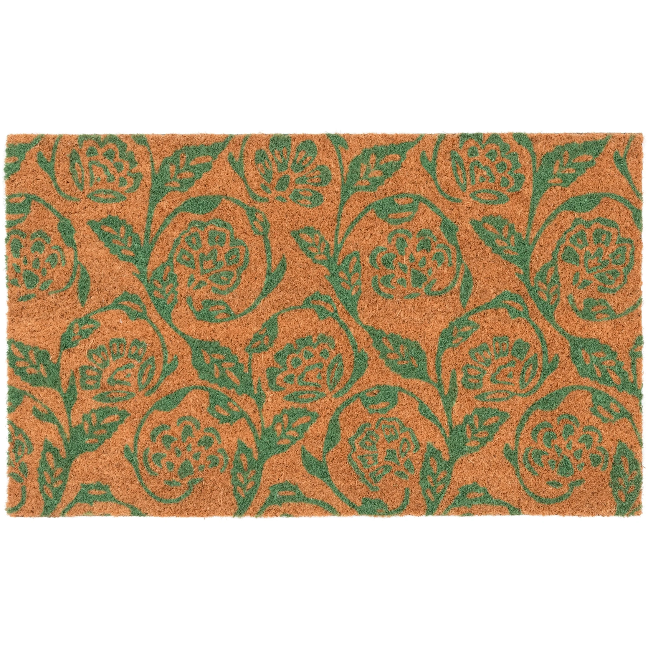 Mainstays by Becky G. & Alejandra Coir Outdoor Mat, Green Floral, 18" x 30" | Walmart (US)
