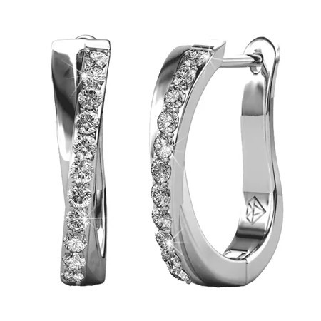 Cate & Chloe Amaya 18k White Gold Plated 16mm Hoop Earrings with Swarovski Crystals Gift for Women | Walmart (US)
