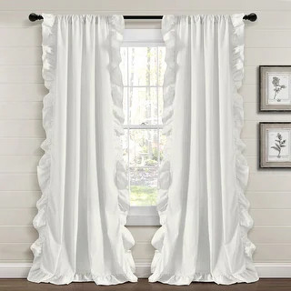 Lush Decor Farmhouse Reyna Ruffle Window Curtain Panels - Neutral | Bed Bath & Beyond