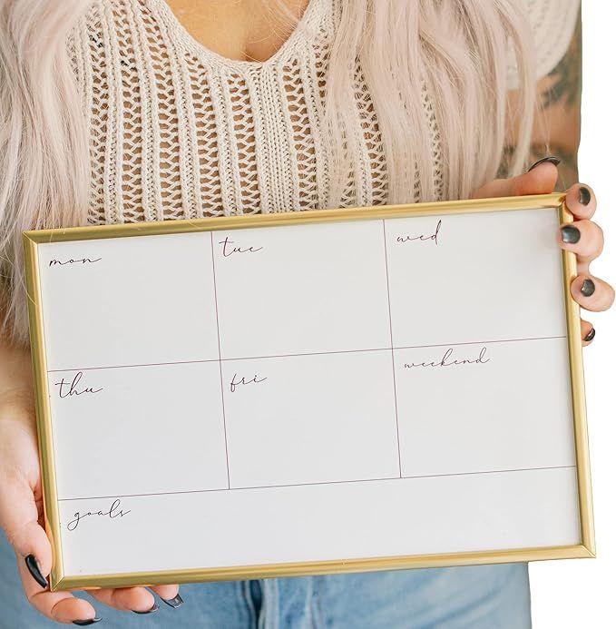 Premium Weekly Dry Erase Board - 8x12 Weekly Planner White Board w/Gold Aluminum Frame & 1 Magnet... | Amazon (US)