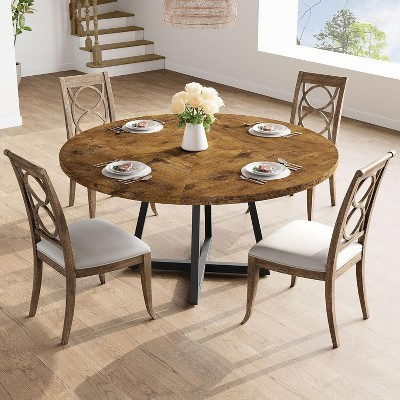 47-inch Round Dining Table, Industrial Dinner Table with Wooden Top and Metal Base for Home Dining Room or Living Room - Brown(NO Chairs) | Target
