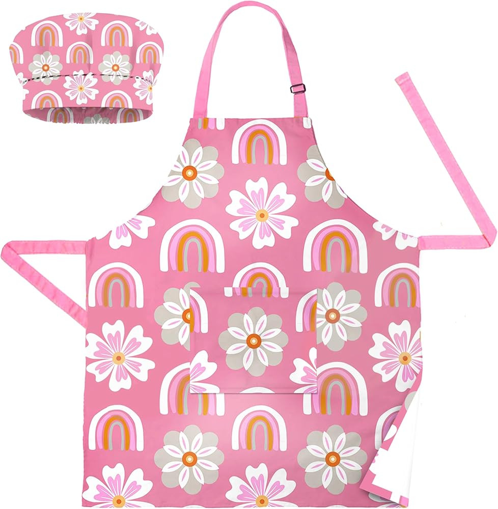 Kids Apron With Pocket & Chef Hat - Water Resistant Toddler Apron | Amazon (US)