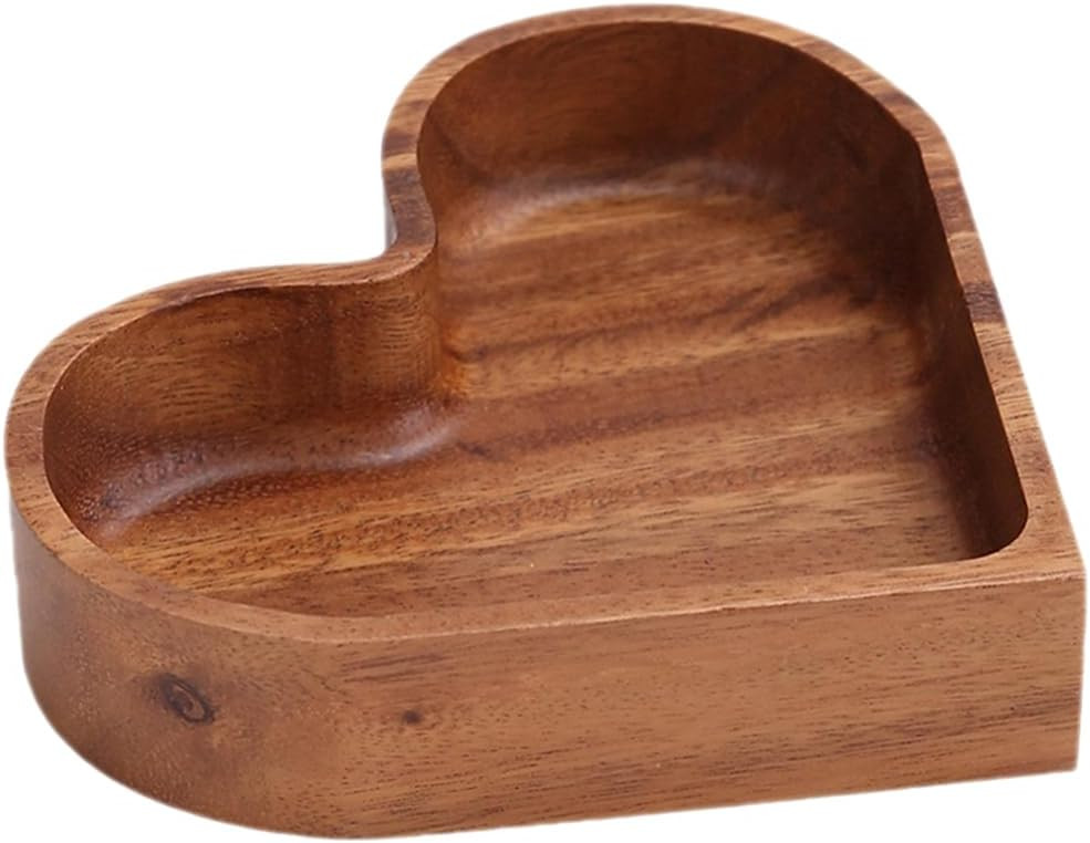 Cabilock Heart Shaped Wood Tray 5.7 Inch Walnut Serving Platter for Snacks Nuts Candies Jewelry D... | Amazon (US)