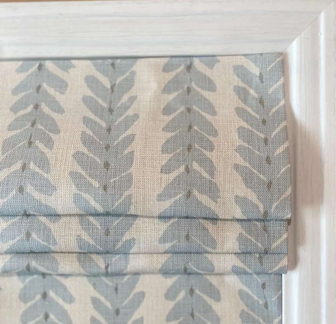 Schumacher Woodperry Roman Shade Shown in Blue - Etsy | Etsy (US)
