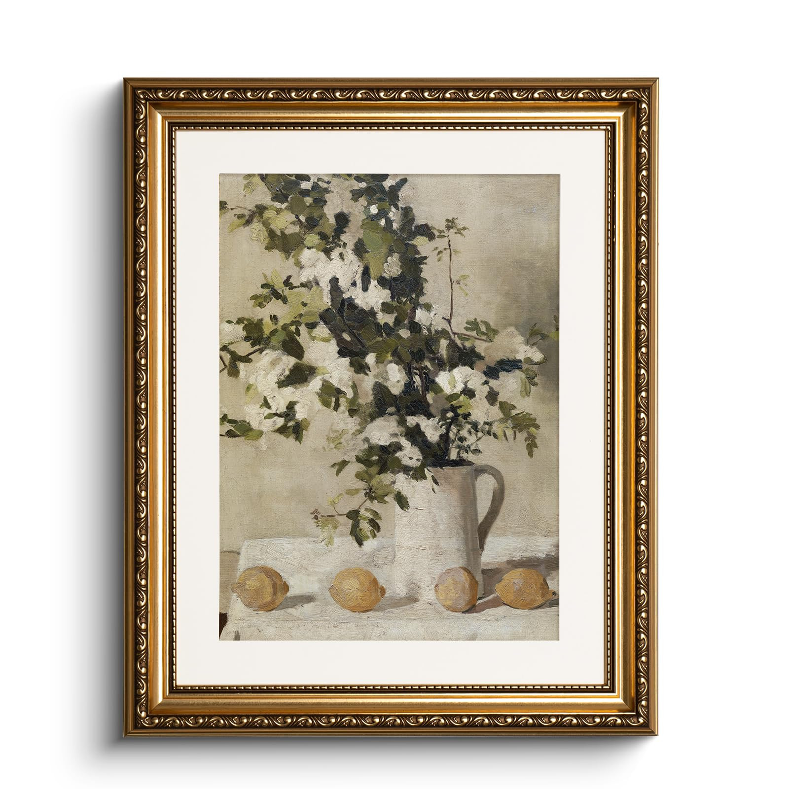 HUARCEY Vintage Gold Framed Wall Art, Living Room Bedroom Flowers and Lemons Floral Pictures Retr... | Amazon (UK)