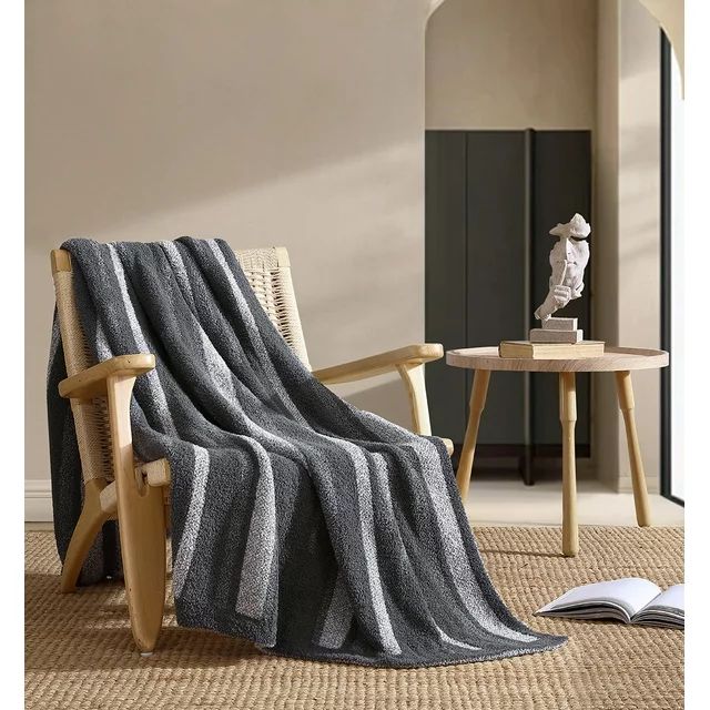 Better Homes & Gardens Cozy Knit Throw, Charcoal Gray Stripe, 50" x 72" | Walmart (US)